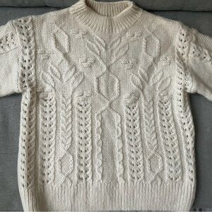 & Other Stories Cream Cable Knit Turtleneck Sweater